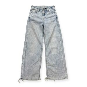 American Eagle Jeans Women's 24x27 Light Wash Super High Rise Baggy Wide Leg